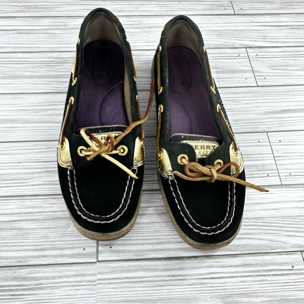 Sperry Top-Sider women's boat shoes Size 7.5 Black & Gold